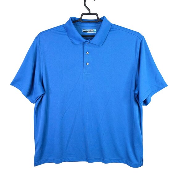 Mens Roundtree & Yorke Performance Blue Golf Polo Shirt Short Sleeve Size 2XB - Picture 1 of 8